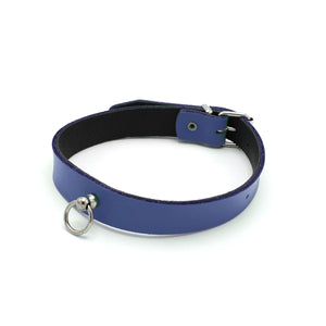 Leather Collar Mini O-Ring Blu