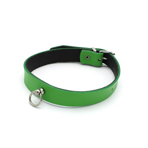 Leather Collar Mini O-Ring Verde