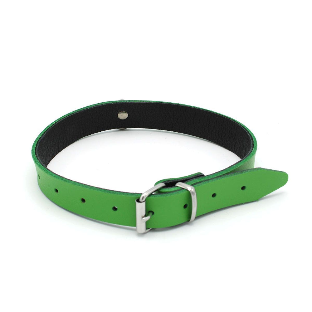 Leather Collar Mini O-Ring Verde