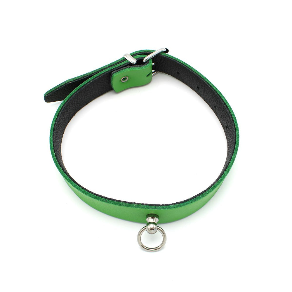 Leather Collar Mini O-Ring Verde