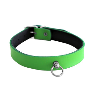 Leather Collar Mini O-Ring Verde
