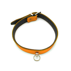 Leather Collar Mini O-Ring Arancio