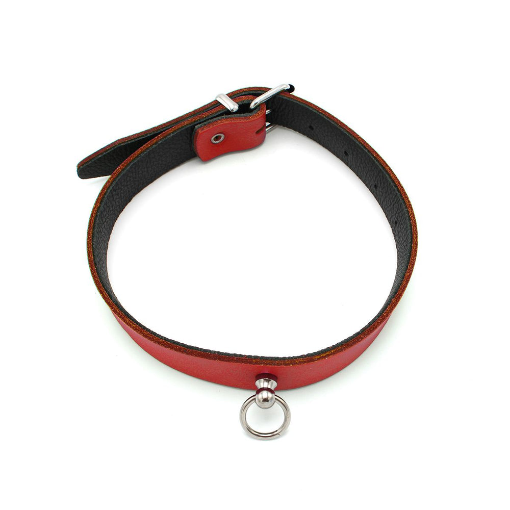 Leather Collar Mini O-Ring Rosso