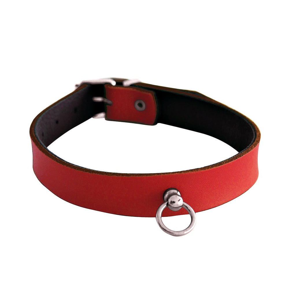 Leather Collar Mini O-Ring Rosso