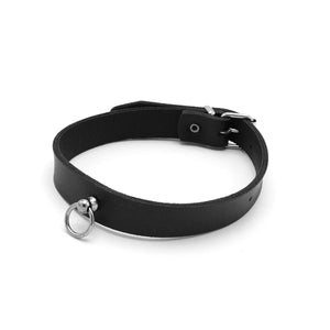 Leather Collar Mini O-Ring Nero