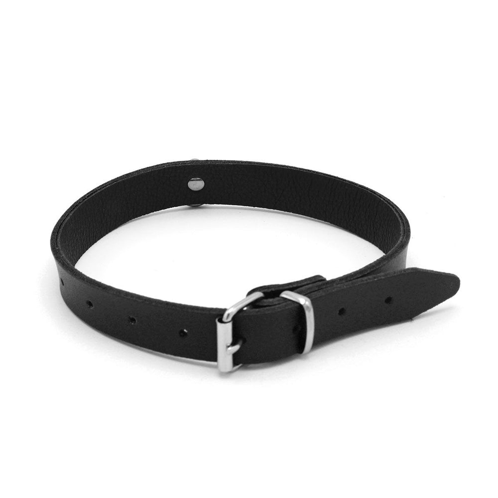 Leather Collar Mini O-Ring Nero