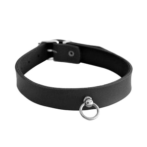 Leather Collar Mini O-Ring Nero