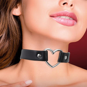 Cinderella Collar with Heart Choker Stile Vegan Lether