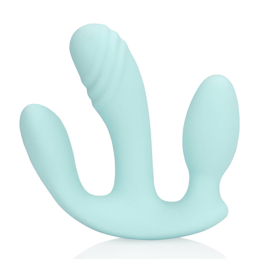 Loveline Three-In-One Liquid Silicone Vibrator - Azzurro