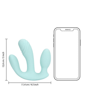 Loveline Three-In-One Liquid Silicone Vibrator - Azzurro
