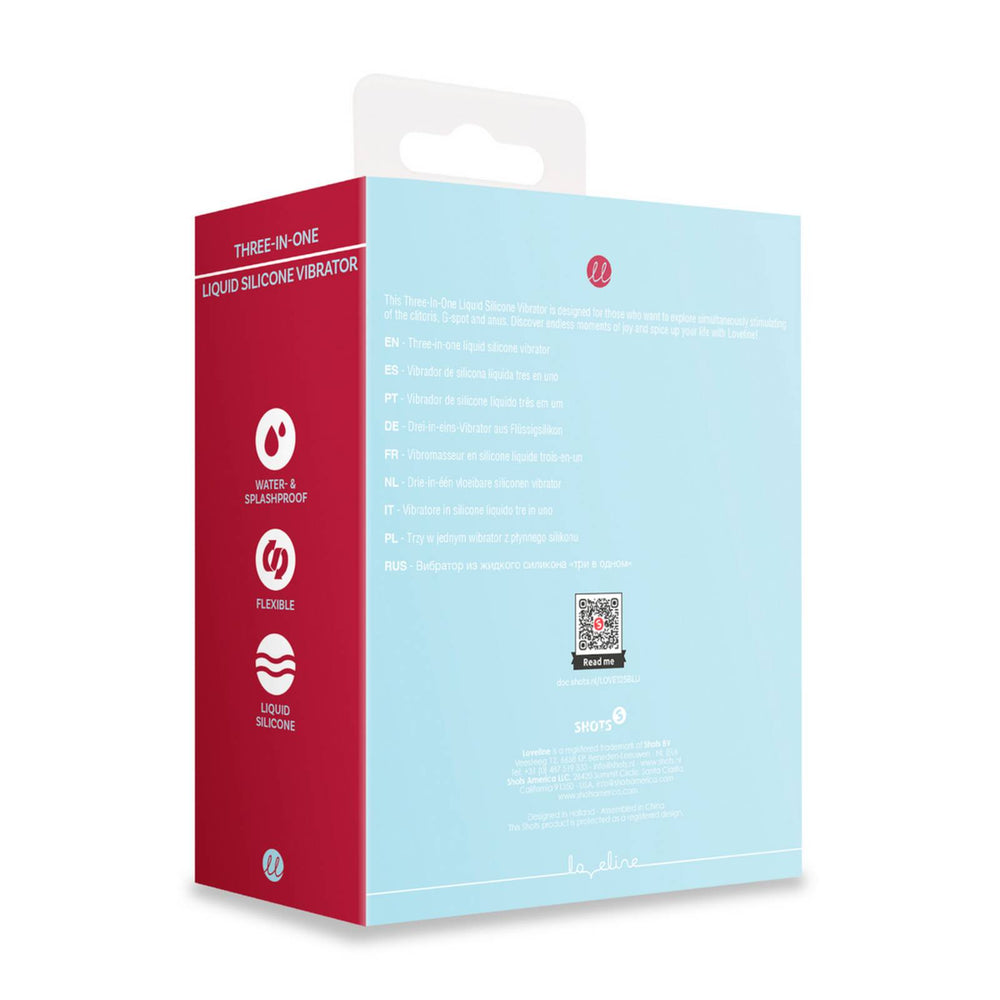 Loveline Three-In-One Liquid Silicone Vibrator - Azzurro