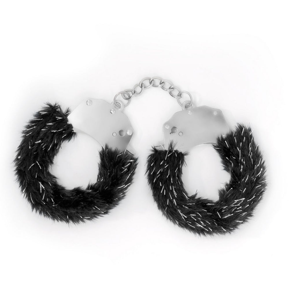 Spangle Metal Handcuffs With Furry - Nero