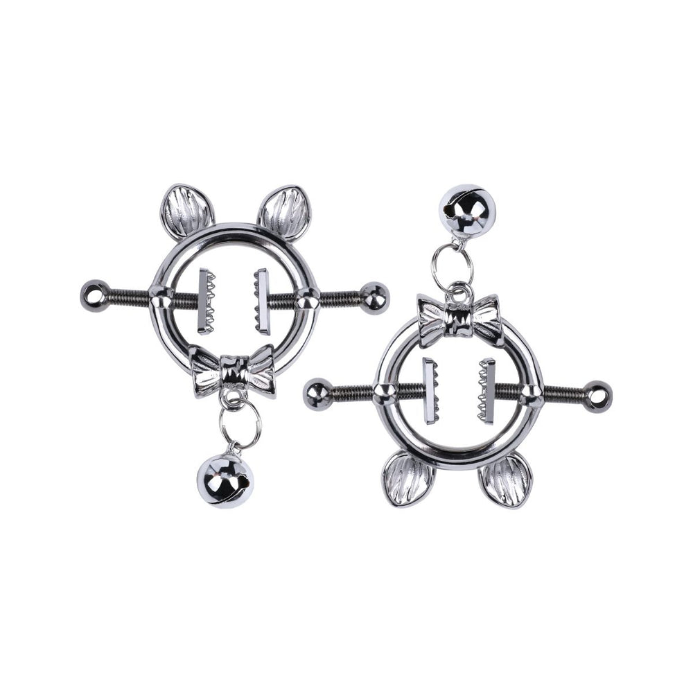 Kitten with Bowtie Nipple Clamps