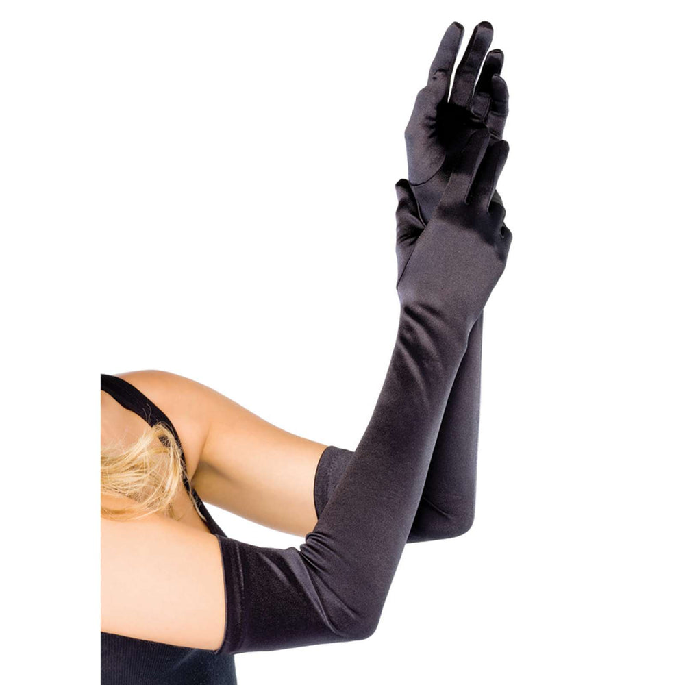 Extra Long Satin Gloves Nero