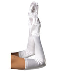 Extra Long Satin Gloves Bianco