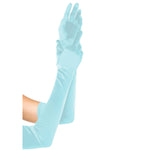 Extra Long Satin Gloves Azzurro