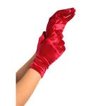 Wrist Length Satin Gloves Rosso