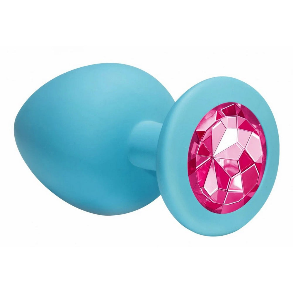 Anal Plug -  Turquoise Pink Crystal Large