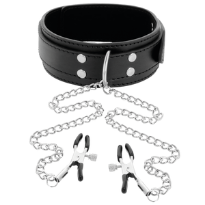 Darkness Collar with Nipple Clamps Black