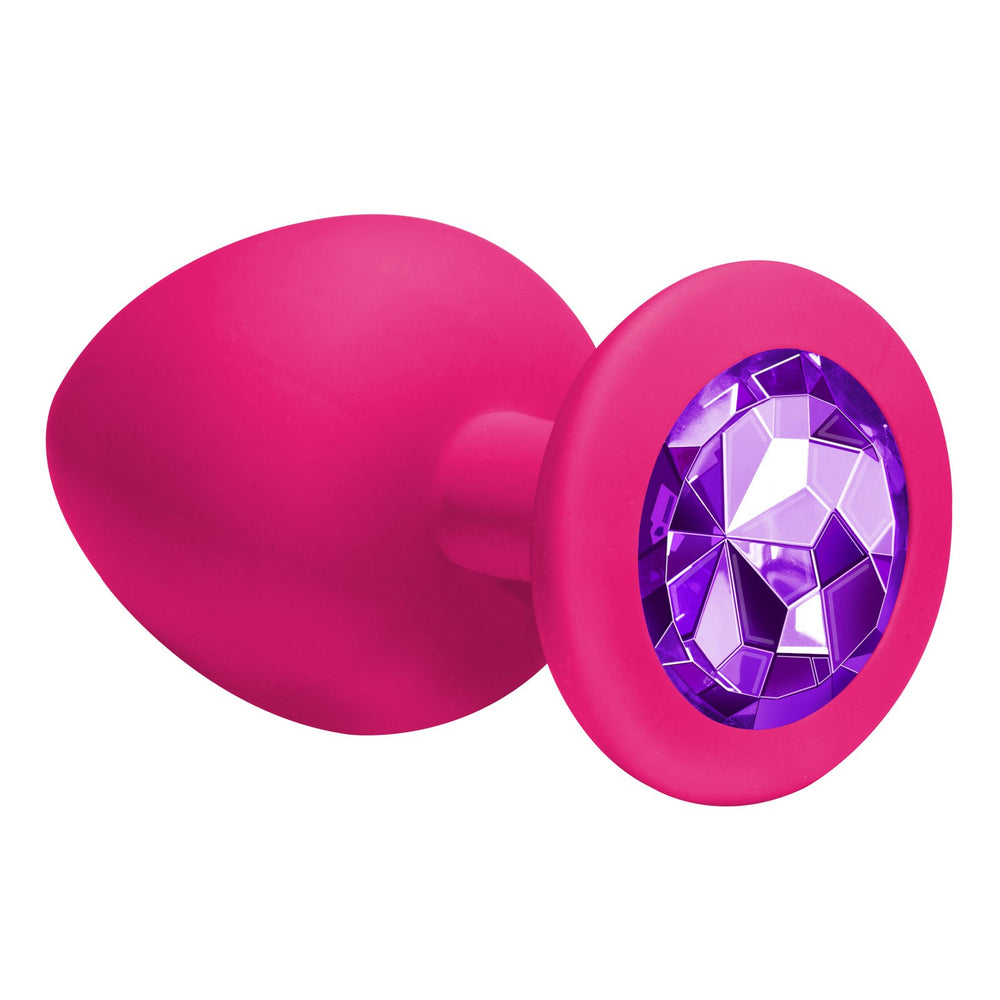 Anal Plug - Pink dark purple crystal Large